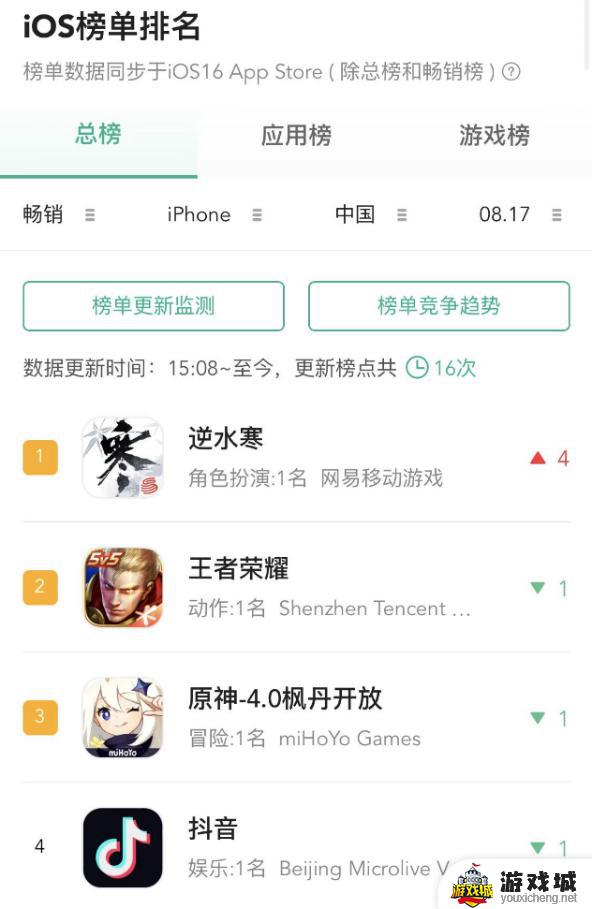 逆水寒手游冲上App